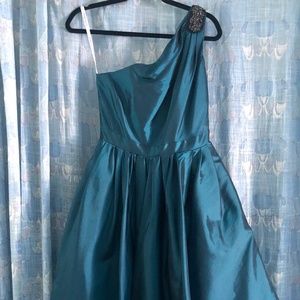 Pretty Peacock Blue Asymmetrical Dress